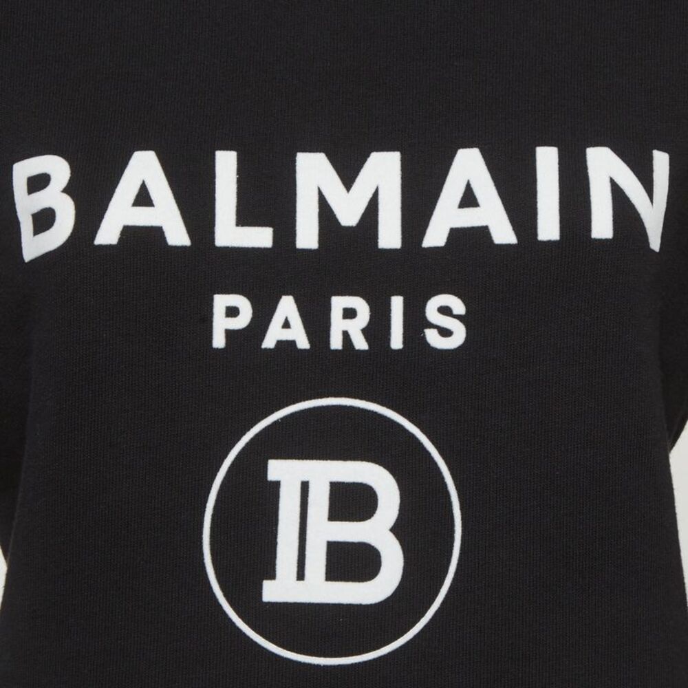 Balmain Black Logo Print Cotton Crop Sweatshirt S - Picture 3 of 5